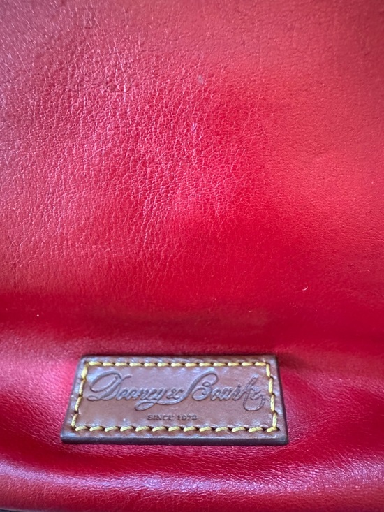 Red Leather Dooney & Bourke Crossbody Bag with Brown Leather Padded Strap - Picture 8 of 8